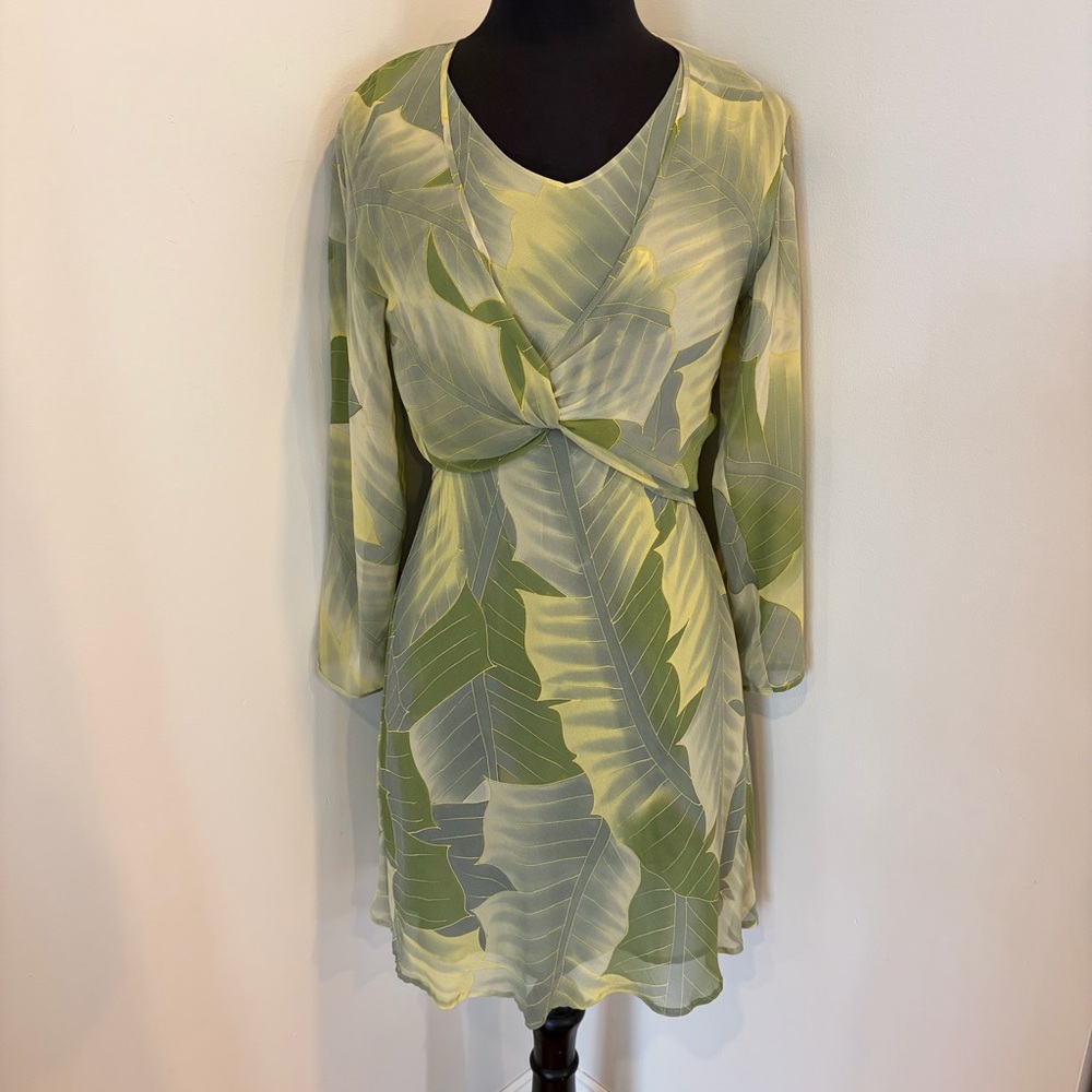 VTG 90s Simply Silk Fairy Whimsy Burnout Dress S Shawl 2pc Set Women’s Green